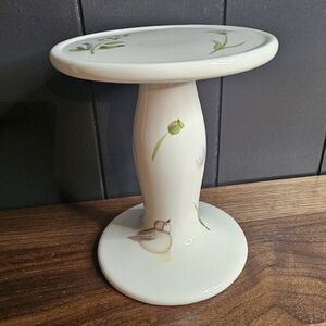 Vintage Bath And Body Works Floral Pedestal Candle Holder Spring 1999 4”